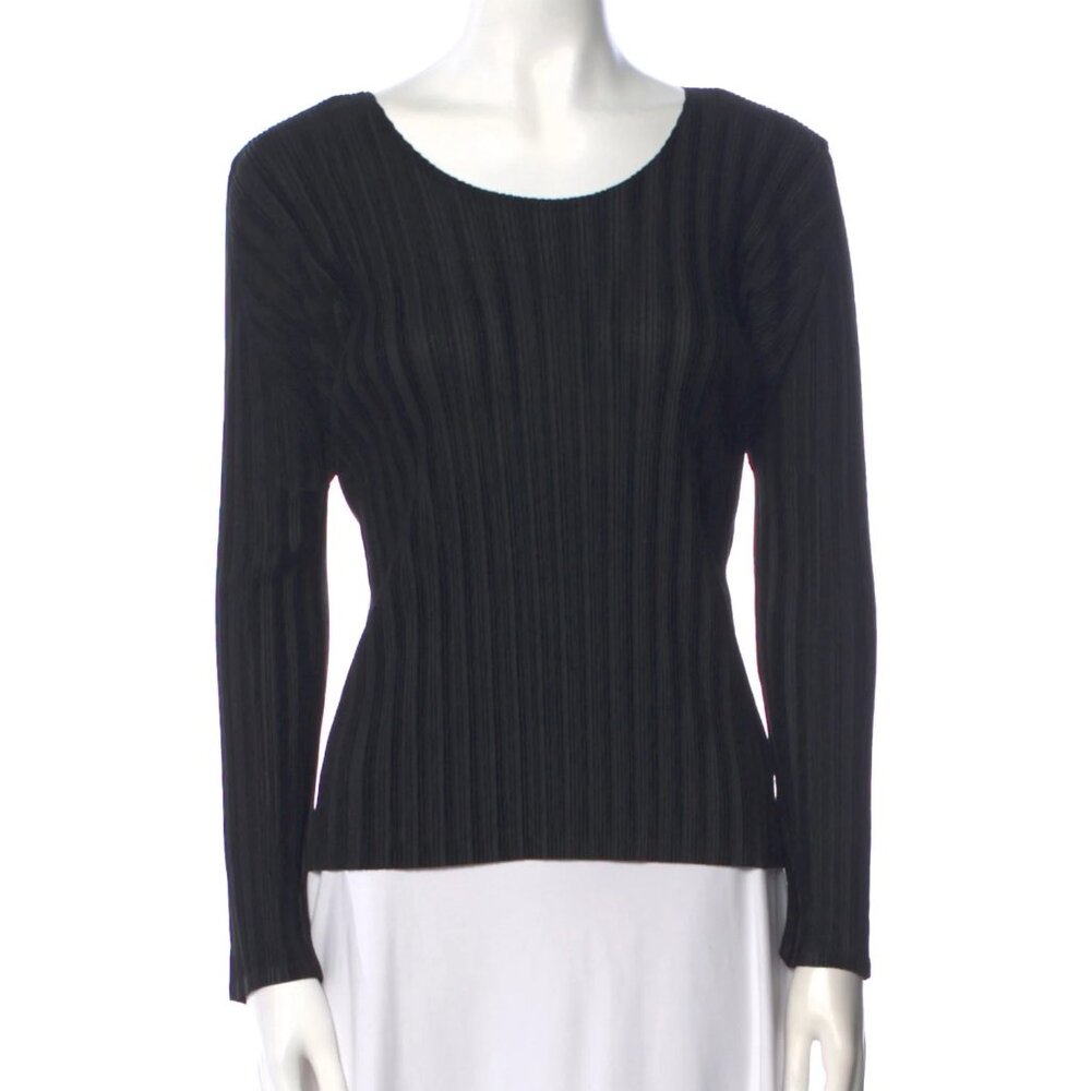 Pleats Please Issey Miyake Scoop Neck Long Sleeve Top size L